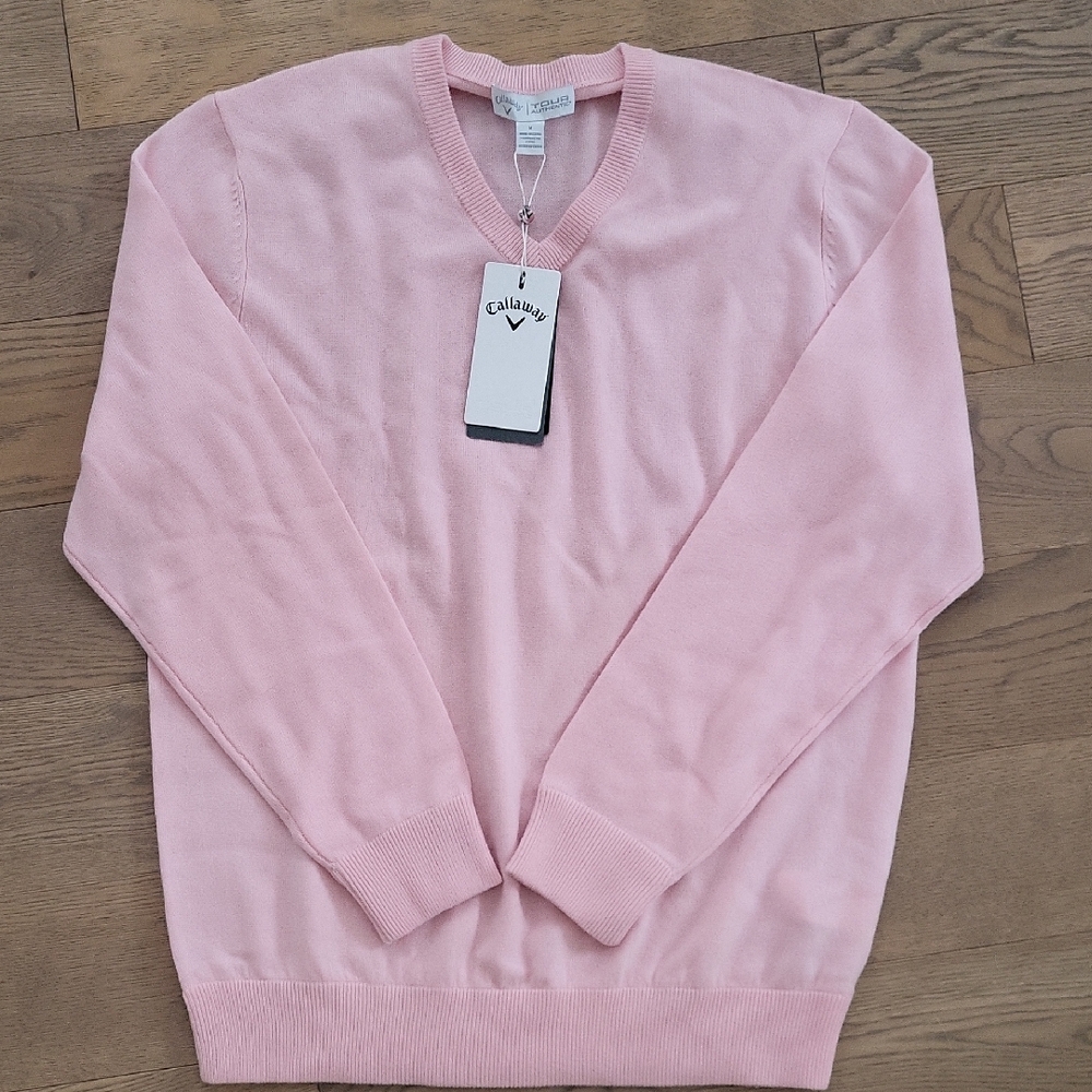 Callaway Men's Cashmere V-Neck Sweater in Light Pink